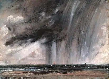 Étude de paysage marin avec nuage de pluie, vers 1827, huile sur papier. Royal Academy of Arts, Londres.