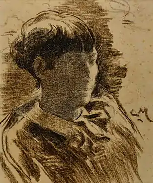 Constantin Meunier, Portrait de Marie Duhem, pastel à l'huile sur papier, musée de la Chartreuse de Douai.