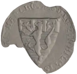 Contre-sceau de Geoffroy Ier (Jarnac) appendu en 1246 (présence de ses premières armoiries).