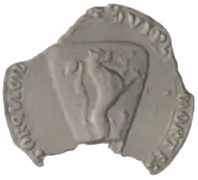 Contre-sceau de Geoffroy II, seigneur de Vouvant, appendu en 1225.