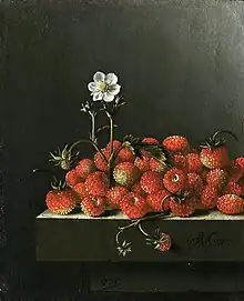 Nature morte de fraises de Adriaen Coorte (1705)
