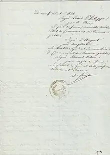 Copie conforme de la lettre de Louis Philippe, roi des Français, ordonnant la réunion des communes de Villeloin et de Coulangé. Page 2