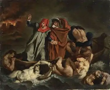 La Barque de Dante d'après Delacroix, copie d'Édouard Manet, entre 1854 et 1858.