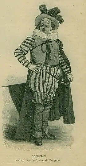 Coquelin aîné lors de la première de Cyrano (L'Illustration  du 8 janvier 1898).
