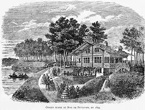 Chalet suisse au bois de Boulogne en 1855.
