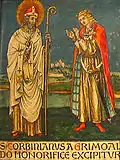 S. Corbinianus a Grimoaldo honorifice excipitur - Saint Corbinien est reçu avec respect par Grimoald.