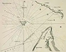 Carte de situation du plateau de Cordouan au XVIIe siècle, à l'embouchure de l'estuaire de la Gironde.