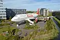 Un ancien Boeing 747-400 de la KLM est installé au Corendon Village Hotel de Badhoevedorp en 2019.