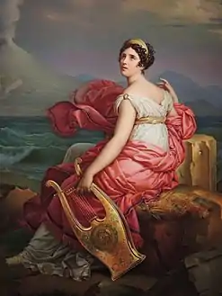 Corinne au cap Misène, d'après Gérard (1825). musée de Sèvres.