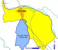 Carte matérialisant l'emprise d'une zone industrielle dans un territoire.