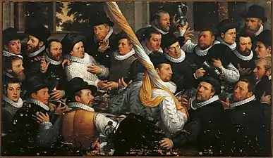 Cornelis Cornelisz van Haarlem, Banquet des officiers du Jeune Jan Adriaensz van Veen, 1583.