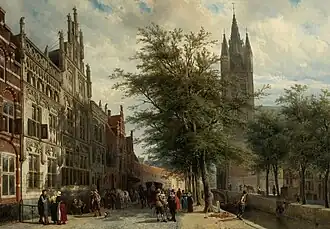 Maison communale et Vieille église par Cornelis Springer (1877).