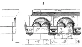 Une corniche du chœur de l'église, levée par Viollet-le-Duc.