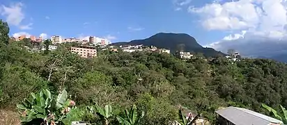 La ville de Coroico dominée par le Cerro Uchumachi.