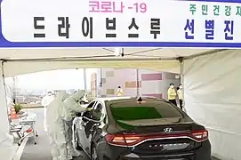 Test de dépistage en drive-in à Gyeongju le 28 février 2020.