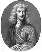 Isaac Newton. Portrait en publié en 1850.