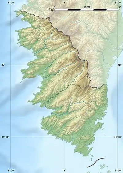 Voir sur la carte topographique de la Corse-du-Sud