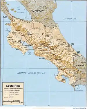 carte : Géographie du Costa Rica