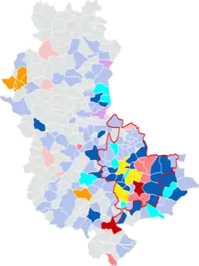 Couleur politique des maires sortants entre 2014 et 2020.