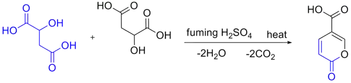 (en) Conversion de l'acide malique en acide coumalique.