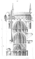 Vue en coupe du donjon,gravure par Viollet-le-Duc.