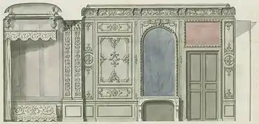 Coupe de la chambre de parade au Château-Neuf de Meudon, vers 1709.