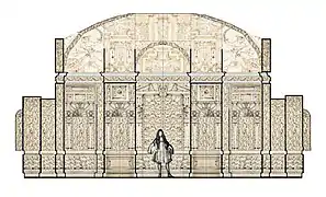 Restitution de la coupe de l'intérieur de la Grotte de Meudon.