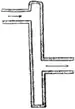 Schéma montrant deux sections d'aqueduc presque horizontales séparées par une chute verticale dans un puits dont le fond est situé plus bas que la conduite aval.