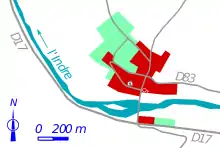 Carte matérialisant la chronologie de l'occupation d'un territoire urbain par un jeu de couleurs.