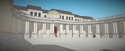 Restitution de la colonnade projetée de la cour d'entrée de l'hôtel du Grand Prieur au Temple.