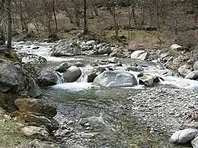 La rivière de la Courbière en amont du gué du Ressec