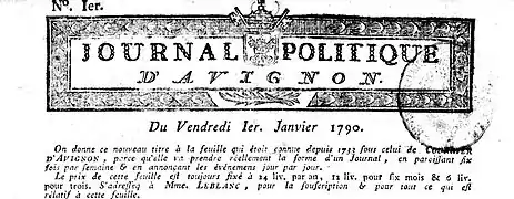 Courrier d'Avignon devenu Journal politique d'Avignon