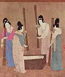 Song Huizong (1082–1135), Femmes battant la soie.