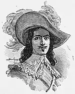 D'Artagnan à trois âges de sa vie. Vues d'artiste d'Eugène Damblans en frontispice des trois volumes d'une réédition de l'ouvrage de Gatien de Courtilz de Sandras, Mémoires de Monsieur D'Artagnan, Capitaine Lieutenant de la première Compagnie des Mousquetaires du Roi, Le Cadet, 1896.