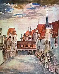 Dürer, Cour du château d'Innsbruck (1495), Albertina, Vienne.