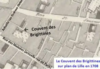 Couvent des Brigittines sur plan 1708