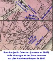 1860 : rues Delessert et des Bons Hommes.