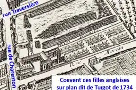 Couvent en 1734 sur plan de Turgot