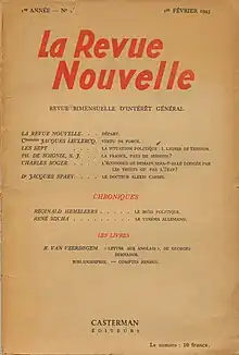 Couverture du premier numéro de la Revue nouvelle