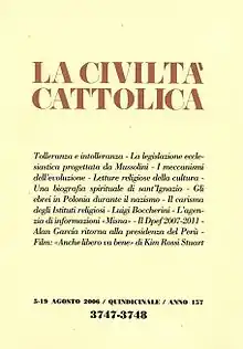 page de couverture de la revue La Civiltà Cattolica