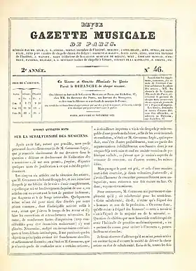 Image illustrative de l’article Revue et gazette musicale de Paris