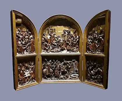 Maquette en bois de l'autel en argent de saint Stanislas, vers 1512, l'autel en argent a été détruit en 1657 par les troupes suédoises  .