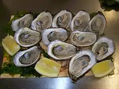 Assiette d'huîtres creuses de Virginie (Crassostrea virginica)