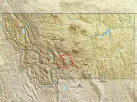 Carte de localisation des monts Crazy au Montana.