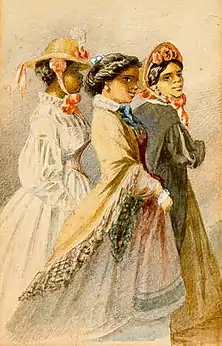 Femmes créoles de couleur prenant l'air, Edouard Marquis, La Nouvelle-Orléans, 1867.