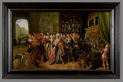 Franck II Francken (manière de), Crésus montrant ses trésors à Solon, huile sur panneau de bois, XVIIe siècle, Avignon, Musée Calvet.