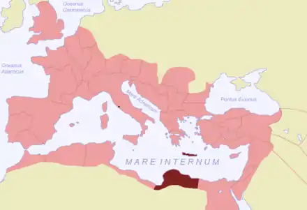 carte de la Méditerranée montrant les subdivisions de l'Empire romain