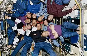 Pour la première fois depuis 1975,Russes et Américains réunis.(missions STS-71, Mir-18, Mir-19).