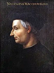 Portrait de profil d'un homme habillé en noir aux cheveux blancs