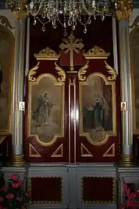 Détail des « portes royales » de l'église de l'Ascension de Dublje.